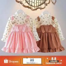 Setelan Anak Perempuan Lucu Usia 1-5 Tahun Atasan Ruffle Salur C